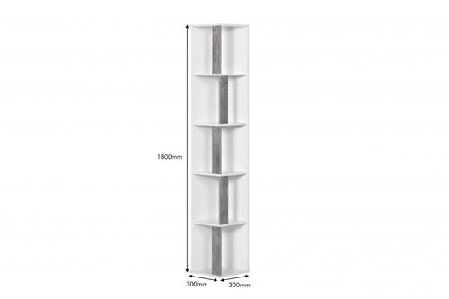 وحدة تخزين زاوية 6 رفوف لون أبيض ورمادي