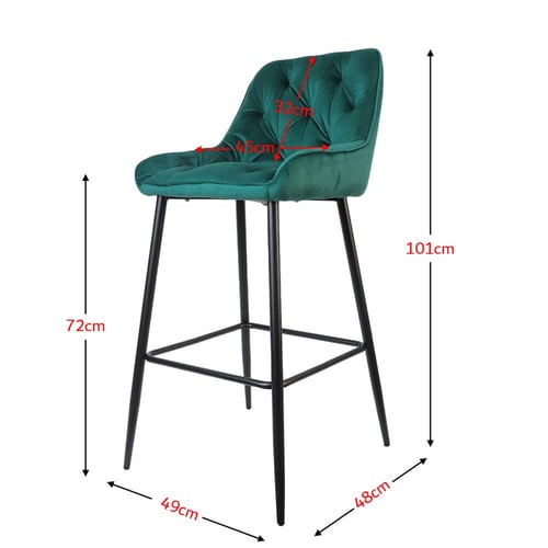 كرسي بار مخمل مرتفع لون أخضر 101 سم