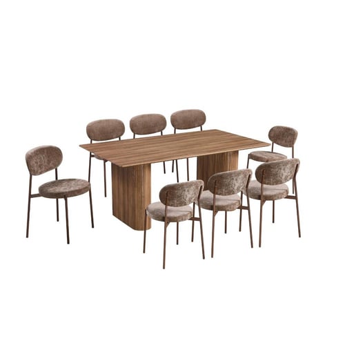 طاولة طعام خشب 8 كراسي لون بني