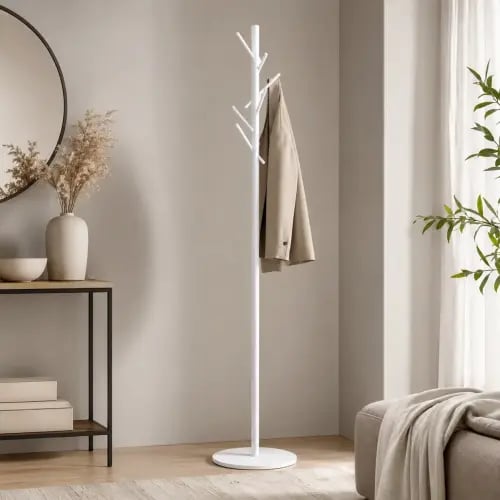 علاقة ملابس أرضية معدن – أبيض – 35×188 سم
