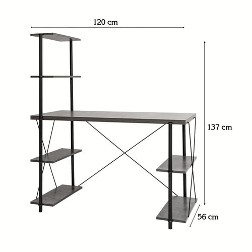 مكتب مع وحدة رفوف - رمادي