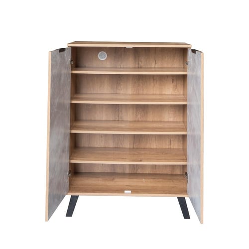 خزانة أحذية خشب ماليزي بابين 5 مستويات , خشبي ورصا...