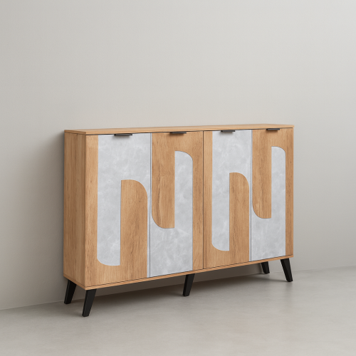 خزانة أحذية 4 أبواب خشب ماليزي 160 سم - خشبي ورماد...