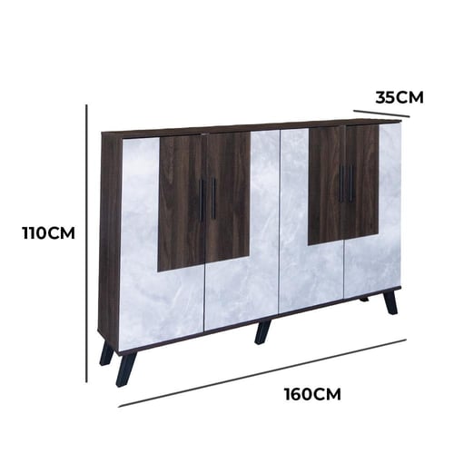 خزانة أحذية 4 أبواب خشب ماليزي 160 سم – بني غامق و...