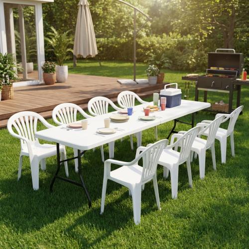 طاولات تقديم الطعام فايبر مستطيلة وقابلة للطي , لو...