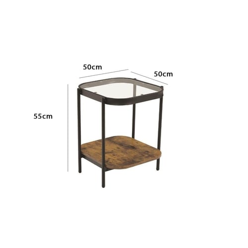 طاولة خدمة خشب بسطح زجاج - بني