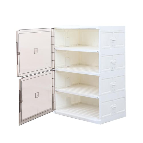 جزامه بلاستيك 4 مستويات لتخزين الأحذية مع غطاء - ا...