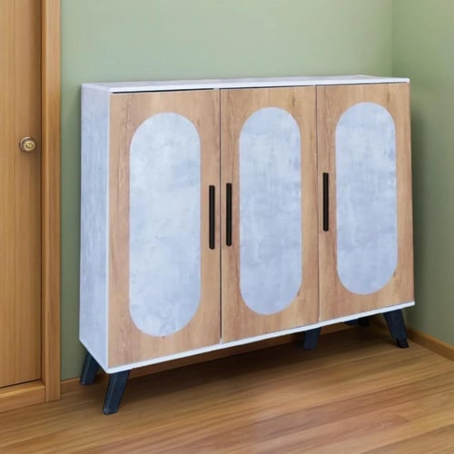 خزانة أحذية مودرن خشب ماليزي 5 أرفف 3 أبواب – رماد...