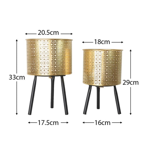 طقم مراكن ورد وأشجار الزينة ستيل مخرم 2 حبة ذهبي