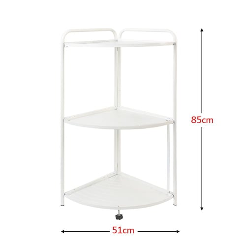 رفوف تنظيم معدنية زاوية 3 أدوار لون ابيض