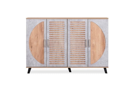 خزانة أحذية 4 أبواب ماليزي - بيج ورمادي