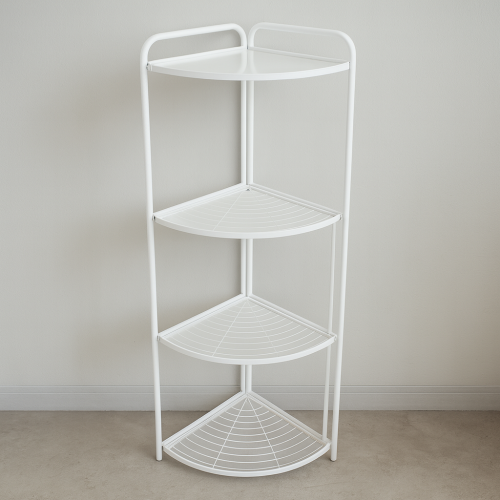 رفوف تنظيم حديد زاوية 4 أدوار لون أبيض