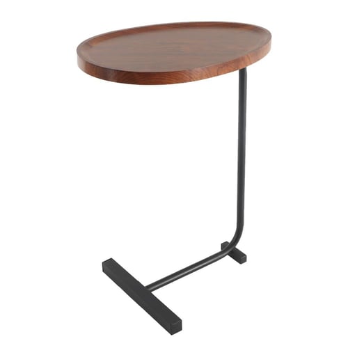 طاولة خدمة خشب بقاعدة معدن - بني