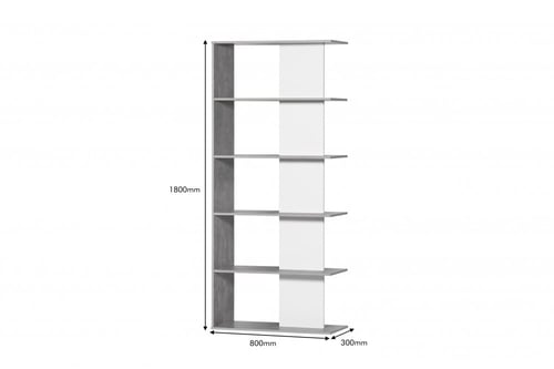 وحدة تخزين رفوف جانبية رمادي وابيض