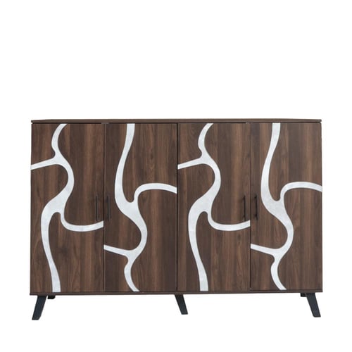 خزانة أحذية خشب ماليزي 2 قسم 5 أدوار - بني غامق ور...