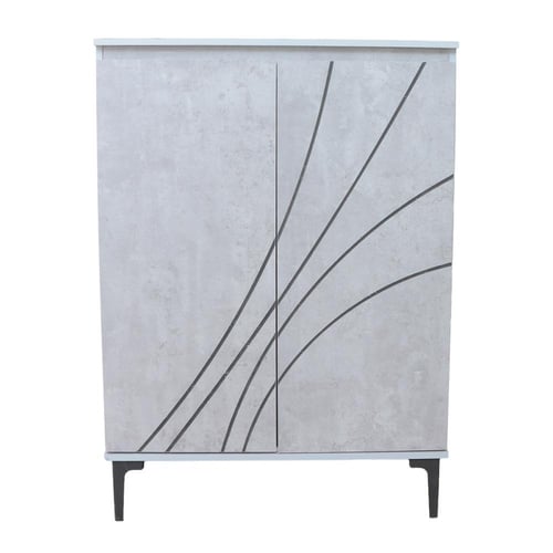 خزانة احذية 5 دور خشب ماليزي بابين لون رصاصي