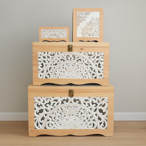 صناديق تخزين خشب مودرن 4 قطع