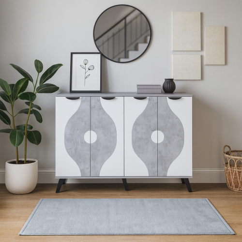 خزانة أحذية 4 أبواب خشب ماليزي 160 سم - رمادي وابي...