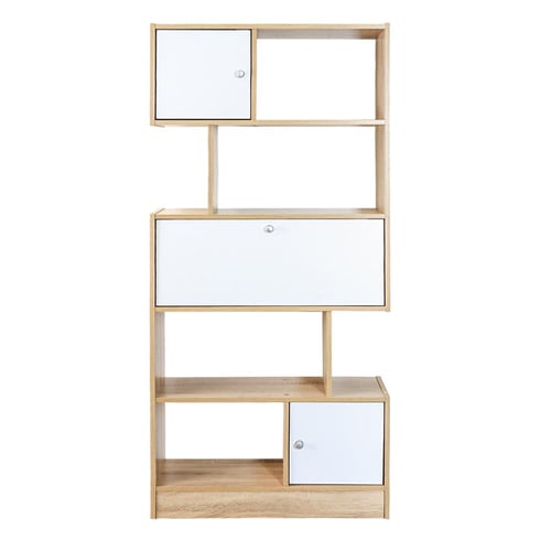 وحدة أدراج ورفوف خشبية 5 مستويات – خشب ماليزي لون...
