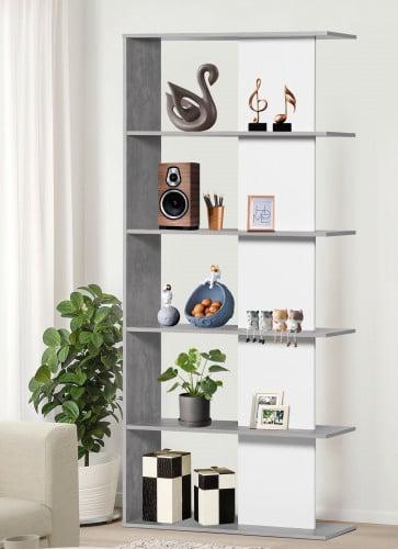 وحدة تخزين رفوف جانبية رمادي وابيض