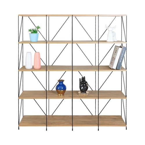 رفوف ديكور ستاندات 5 ادوار خشب ماليزي لون خشبي