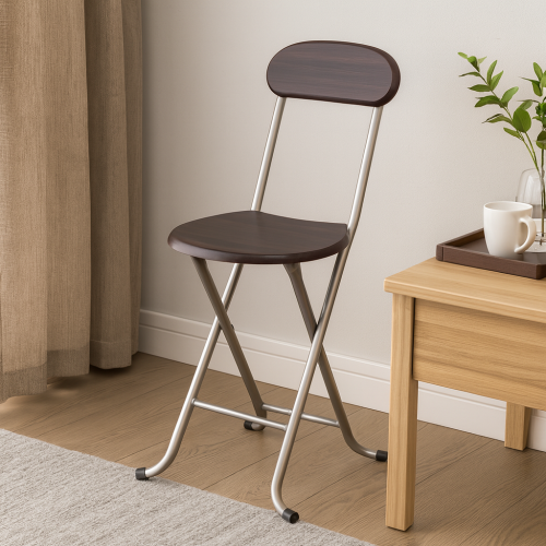 كرسي جلوس قابل للطي مع مسند ظهر – لون بني