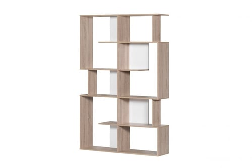 وحدة أرفف بتصميم مفتوح خشب ماليزي لون خشبي وابيض م...