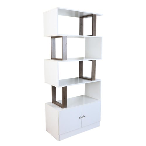 وحدة رفوف 4 أدوار خشب ماليزي مع درج للتخزين – لون...