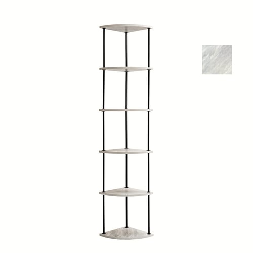 وحدة تخزين رفوف 6 مستويات شكل زاوية - أبيض