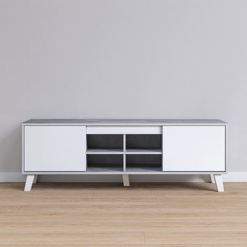 طاولة تلفزيون مع 4 ارفف خشب ماليزي 160 سم بقاعدة ث...