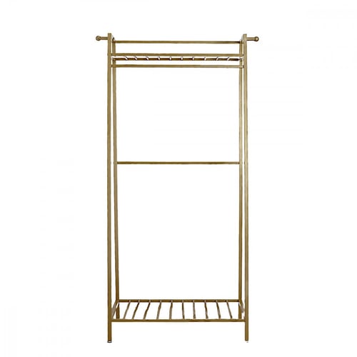 استاند تعليق ملابس ذهبي مع 2 رفوف للتخزين 170 سم