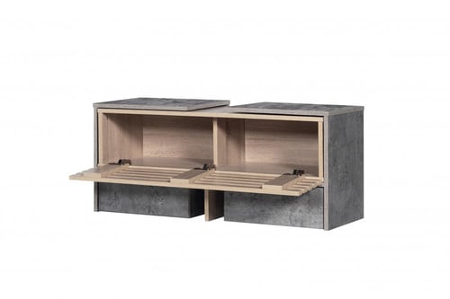 طاولة تلفزيون خشب ماليزي متحركة لون رمادي وخشبي