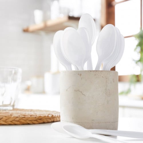 ملاعق بلاستيك ابيض 112 حبة