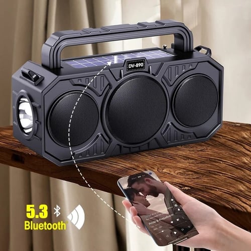 مكبر صوت مع شاحن لاسلكي وكشاف اسود