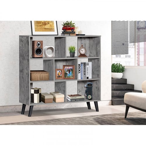 وحدة أرفف خشب ماليزي تصميم مربعات 3 ادوار مع قاعدة...