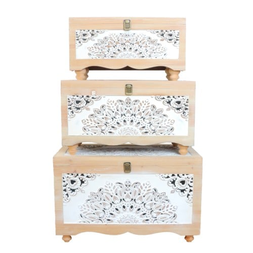 أطقم صناديق خشبية 3 قطع