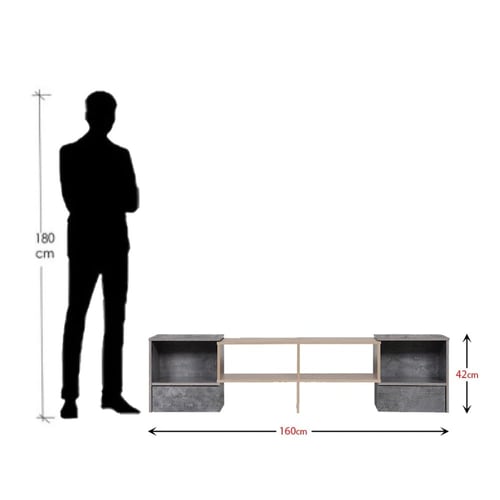 طاوله تلفزيون خشب مع أدراج متحركة 160 سم - لون رما...