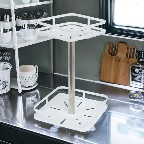 رفوف تنظيم حديد مربعة دورين لون أبيض