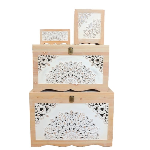 صناديق تخزين خشب مودرن 4 قطع