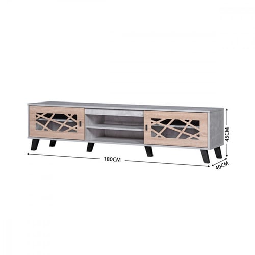 طاولة تلفزيون خشب ماليزي 180 سم لون رمادي وبيج