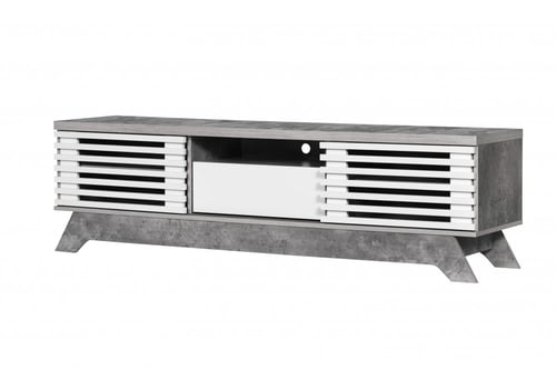 طاولة تلفزيون 160 سم | رمادي وأبيض