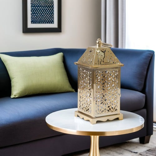 فانوس رمضان ذهبي ستيل تصميم مربع