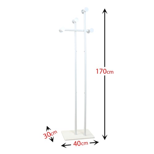 علاق ملابس معدن 170 سم بقاعدة - لون ابيض