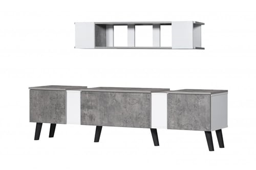 طاوله تلفزيون خشبية 3 درج مع ارفف جدار خشب ماليزي...