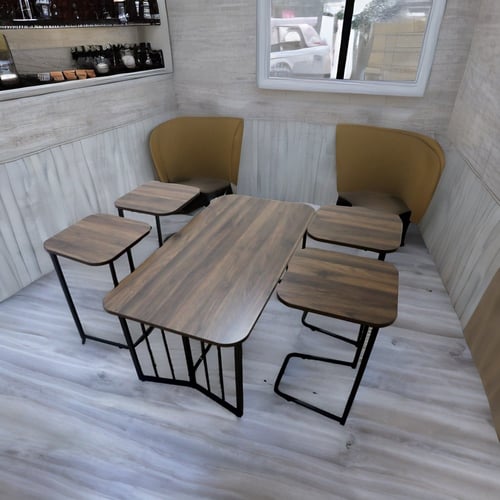 طقم طاولات قهوة 5 قطع - بني