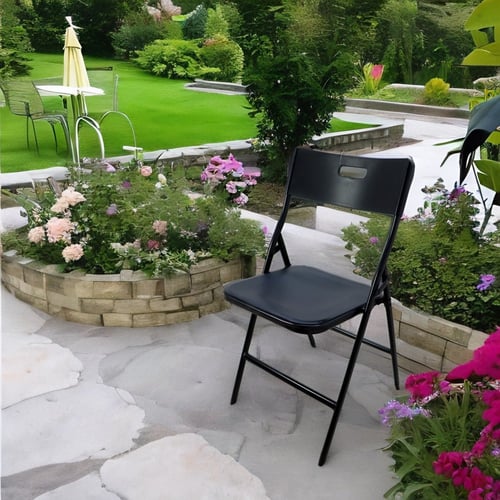 كرسي فايبر اسود قابل للطي