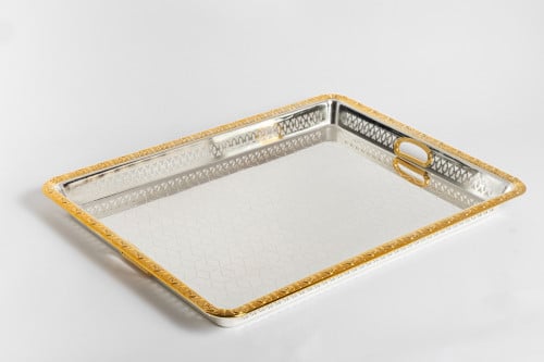 تبسي مستطيل بلونين بقاعدة مزخرفة مفرد