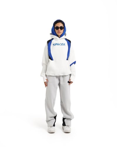 Hoodie off white with black blue