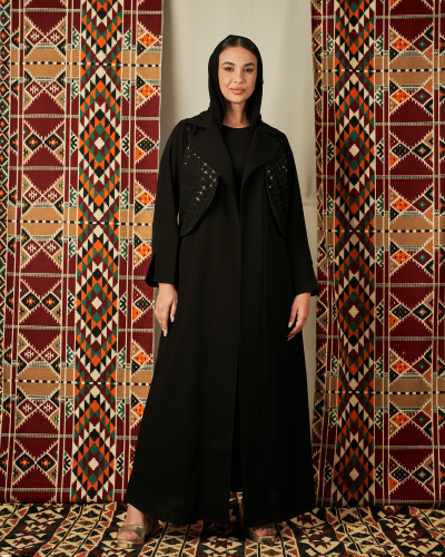 عباية سوداء كريب بليسيه فاخرة