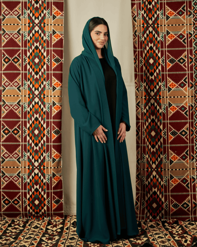 عباية خضراء كريب بقصة كلوش